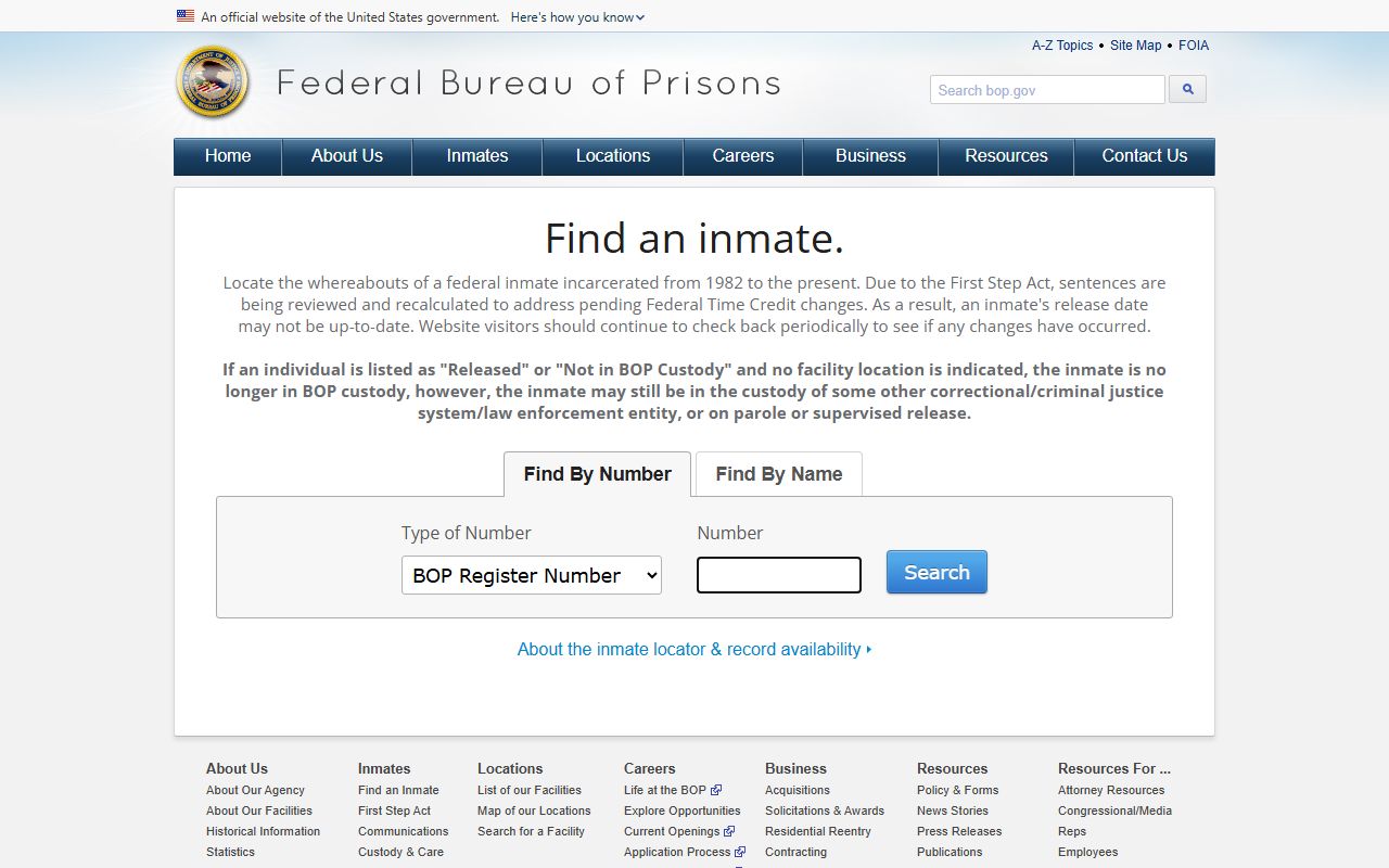 Federal BOP locator for inmates not covered by Marathon County jail mugshots